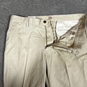St Johns Chino Pants Mens 38x29 Khaki Beige Classic Fit Flat Front Business NEW